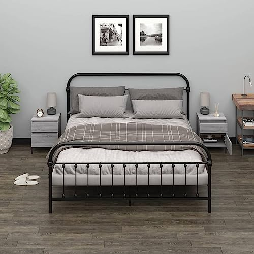Teenpull Lot de 2 tables de chevet gris sonoma - 40 x 35 x 50 cm - En matériau dérivé du bois - Armoire d'appoint avec espace de rangement - Plateau supérieur stable pour chambre à coucher, salon