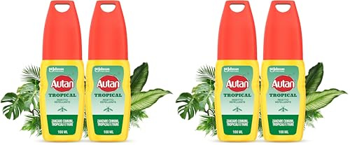 Autan Tropical Vapo, Spray Antizanzare, Repellente Zanzare Azione Protettiva Duratura, Fino a 8h di protezione, Adatto a viaggi in luoghi tropicali, Efficace contro Virus West Nile, 2 Conf. da 100ml