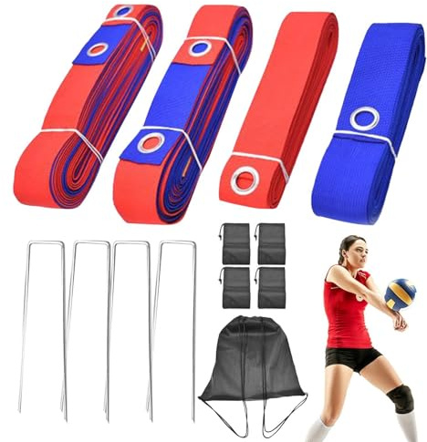 Lignes de volleyball pour le sable, ensemble de marquage de balle de sport | Lignes de marquage de volleyball portables, pour plage, maison, extérieur, pelouse, parc, court, compétition, tournoi
