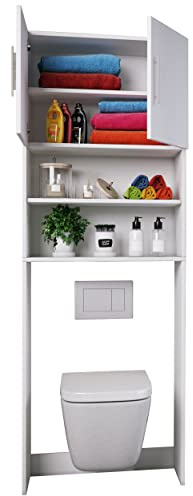 VCM Holz WC Toilette Regal, Toilettenüberbau, Überbauschrank, Wandschrank, Maße ca. B. 64 x H. 190 x T. 25 cm - Totas