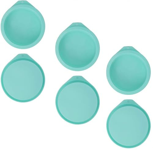 Staruby 6-Pack Silicone Cake Molds 4 Inch Round Cakes Pans Green Baking Pan Set Silicone Baking Mold DIY Rainbow Cakes and Round Resin Coaster Molds, 0.8 Inch Deep (Green)