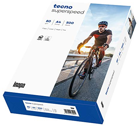 inapa Drucker-/Kopierpapier tecno Superspeed: 80 g/m², A4, hochweiß, 500 Blatt - schnell und staufrei drucken