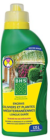 BHS Engrais Oliviers & Plantes Meditérranéennes | 500 mL | Soit 125 L | Engrais Riche En Potasse | Assure Une Floraison Optimale EOPM500