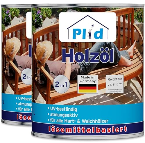 Plid® Träolja vårdolja träskydd, teakolja, klar, för hårda och mjuka träslag, utomhus 2L
