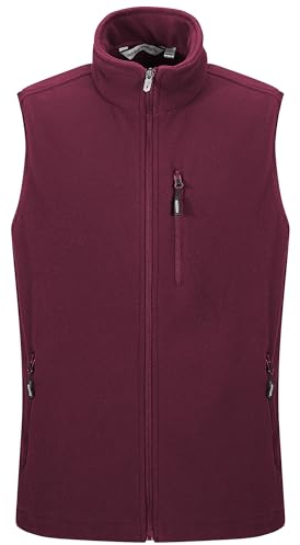 Outdoor Ventures Herren Full-Zip Leicht Fleece Weste Körperwärmer Warm Winddicht Weste Oberbekleidung mit 5 Taschen Ärmellose Jacke Casual Atmungsaktiv Laufweste für Radfahren & Wandern Rot M