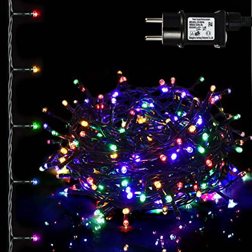 ARRANCIO Luci Albero Di Natale Multicolore, Luci Natalizie a 100 LED 5 Metri, Cavo Verde, 8 Modalità, Luci Albero Di Natale da Interno Ed Esterno, Impermeabile IP44 (Cavo Verde, 100 LED, Luce RGB)