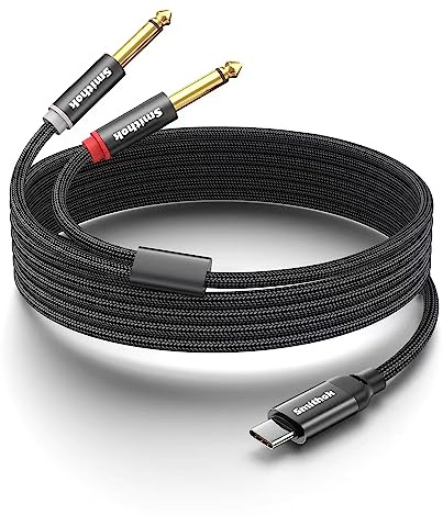 Smithok USB C to Dual 6.35mm 1/4 inch Stereo Splitter Y Cable, USB Type C to Dual 6.35mm 1/4 inch TS Audio Cord for iPhone 15 Series,Smartphone,Tablet,Laptop, Amplifier, Speaker(3.3 ft/1m)