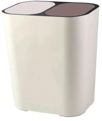 F Fityle 18 L Pattumiere da Cucina, Cestino per La Separazione E del Bagnato Cestino per Rifiuti da Ufficio 2 Scomparti per Casa, Cucina, Camera da Letto, Soggiorno, Bagno, Bianco