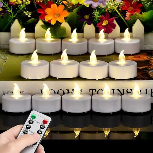 Hanzim LED Tea Light Flameless Candle with Remote Control WarmWhite 24pcs