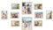 SONGMICS Marcos de fotos, Juego de 10, Dos de 20 x 25 cm, Cuatro de 13 x 18 cm, Cuatro de 10 x 15 cm, PS y MDF, Protección de Plástico, Roble Natural, Blanco Nube, Beige Natural