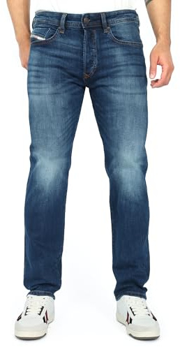 Diesel - Buster X RB062 Men's Regular Tapered Fit Stretch Jeans, Size: W34, Length: L32, Blue, 99% Cotton, 1% Elastane