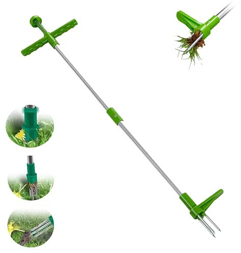 Extractor de malezas Manual Hierbas Extractor con Mango de Acero y 3 Garras,Herramienta Deshierbe Manual Mango Largo, Removedor Malas Hierbas Desmalezado Efectivo Longitud 100cm