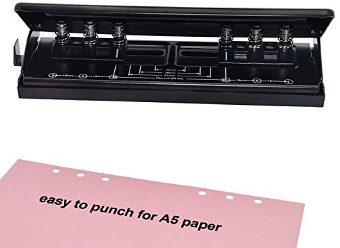 WORKLION Adjustable 6-Hole Punch with Positioning Mark, Daily Paper Puncher for A5 Size Six Ring Binder Planners - Refill Pages