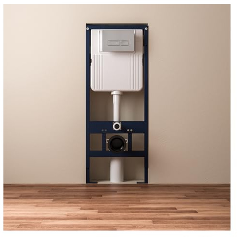 SmartSylva In-Wall Toilet Tank Carrier with Dual-Flush Actuator Plate in Chrome Silver Color (Compitable with our #SS01-M1G Wall-Hung Smart Toilet to work as An Intelligent Toilet Combo)