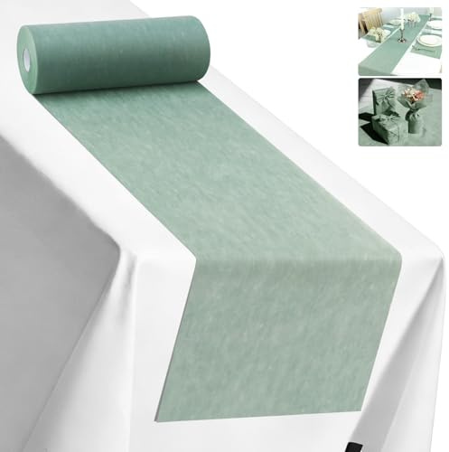 ddckj Camino de Mesa Verde 30 cm x 35 m Rollo de Fieltro Decoración de Mesa para Bautizos, Comuniones, Navidad, Cumpleaños, Bodas y Fiestas, 30g/㎡