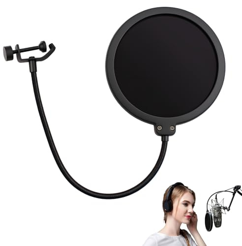 Filtre Anti-Pop pour Microphone avec Double Couche, Protection Anti-Pop, Double Couche Son Bouclier et Col de Cygne Flexible à 360°, Compatible avec Blue Yeti, HyperX QuadCast, Razer Seiren