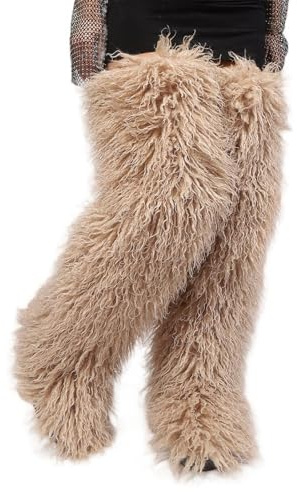 Keridean Fur Boots Women Thigh High Tall Faux Fur Winter Over The Knee Snow Boots Outdoor Footwear Cold Weather 28