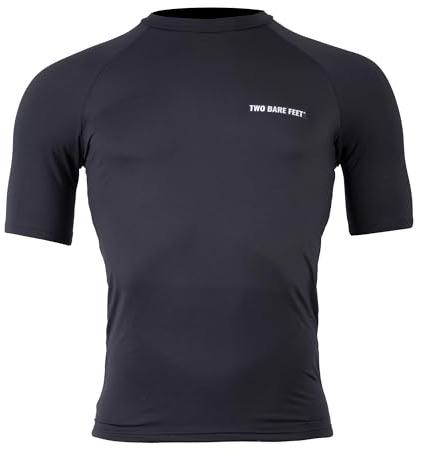 Two Bare Feet Adults Thermal Fleece Lined Rash Vest Short Sleeve - UV Protection Surf Base Layer, Wetsuit Swimming Tops for Surfing