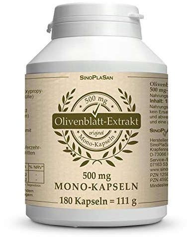 SinoPlaSan Olivenblattextrakt Kapseln 500mg Mono-Kapseln 180 Stk