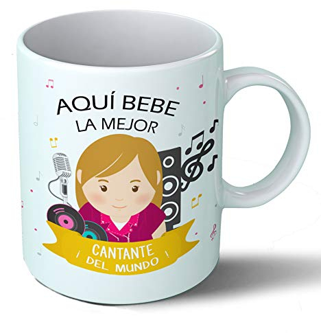 Planetacase - Taza Cantante - Regalo Original - Cerámica 330 mL - Taza Desayuno Apta para Microondas y Lavavajillas - Resistente a Lavados - Cantante (La)