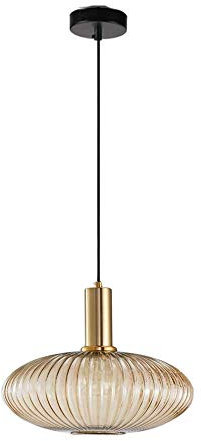 MZStech Moderner Kronleuchter, Bernsteinglas Pendelleuchte mit goldener Kupfer Pendelleuchte Hängelampe