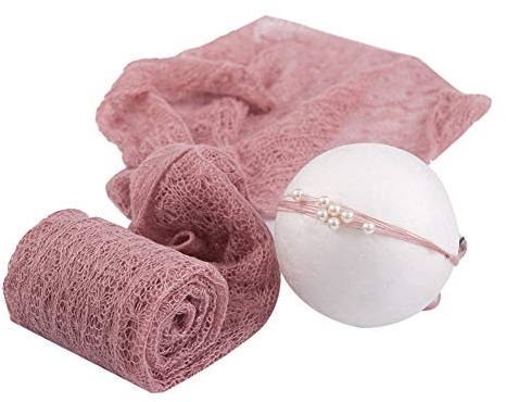 Asudaro Envoltura de fotos de recién nacidos con cinta para la cabeza, accesorios de fotografía de bebé, manta linda para ropa de fotografía, accesorios para bebés, niñas, niños, color morado claro,