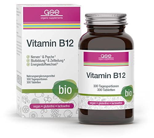 GSE Vitamin B12 Compact, 120 Kapseln, 100% vegan und ohne Zusatzstoffe, hochdosiert, Bio-Qualität