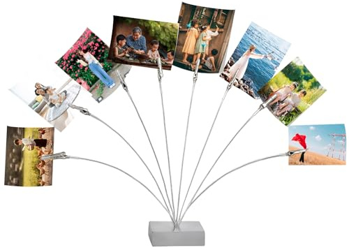 Maptipjoy Photo Tree Holder Clip Cube Base,8 - Branch Money Trees Gift Card Holder with Clips,Picture Holder Stand for Christmas Wedding Greeting Birthday Party Gift Silver