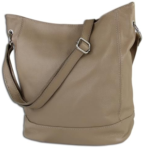 Toscanto Damen Schultertasche Shopper Leder Tasche Taupe beige OTT159SC Leder Schultertasche