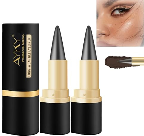 SHUOHONG 2 Piezas Maquillaje Liner, Eyeliner Waterproof, Lápiz Delineador de Gel de Lapiz de Ojos, Delineador de Ojos Waterproof, Eyeliner Marrón Resistente al Agua Gel (Marrón Oscuro)