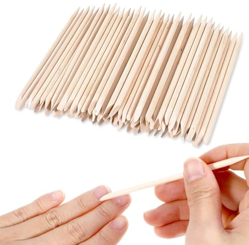 400 PCS Wooden Nail Sticks, 4.48 Inch Wooden Orange Wood Cuticle Pusher Sticks for Nails, Skin-Safe Manicure and Pedicure Tool, Natural Wood Cuticle Sticks for Professional and Home Use