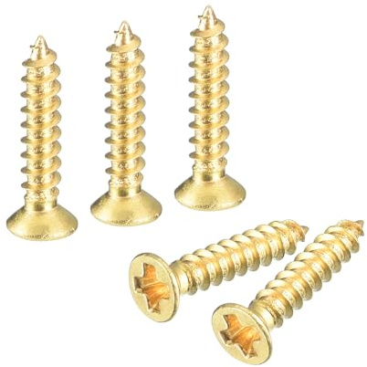 QUARKZMAN 120 Stück Holzschrauben M2×10 mm Kreuzkopf Senkkopfschrauben Farbe Messing Selbstschneidende Schrauben mit Senkkopf Senkkopfschrauben für Bürogeräte Holzmöbel Holzarbeit DIY