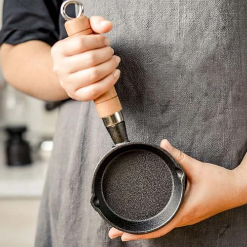 NEIQIUWING Para sartén de hierro fundido, sin recubrimiento, antiadherente, sartén para filetes, sartén de barbacoa para desayuno
