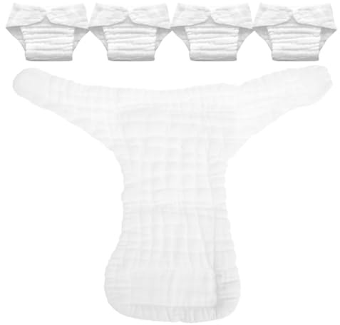 HOMOCONO Forros de Pañales Reutilizables Absorbentes y Transpirables 5 Piezas Talla S para Ñiño de Algodón Blanco Ideales para Uso Diario y Viajes