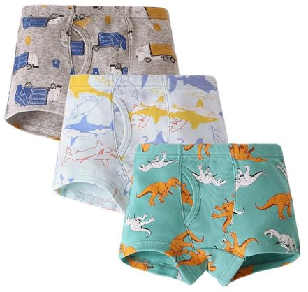 2026 Bambini Bambino Ragazzi Intimo Carino Cartoon Stampa Mutande Pantaloncini Pantaloni Slip Costume da Bagno 3 Multipack, Viola chiaro, 2-3 Anni