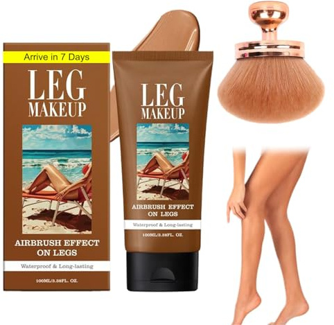 Fondotinta Gambe Waterproof 100ML Crema Colorata Gambe con Pennello Fondotinta Lozione per il Trucco Delle Gambe e Corpo Leg Makeup Concealer Copertura del Tatuaggio e delle Cicatrici (#3)