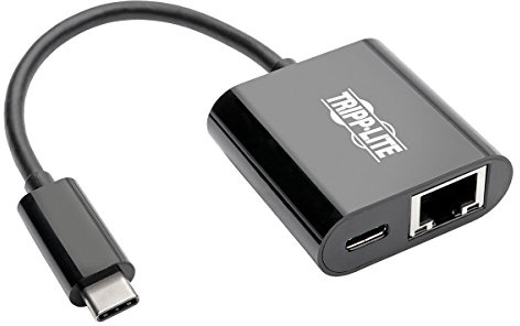 Tripp Lite USB-C to Gigabit Ethernet Adapter USB Type C to Gbe PD Charging, Thunderbolt 3 (U436-06N-GB-C)