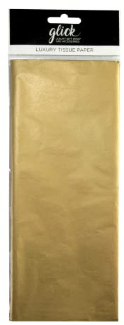 Glick Four Sheets of Gold Tissue Paper, Each Sheet Measures 750mm x 500mm When Opened, Tissue Paper Gold for Gift Wrapping and Other Arts & Crafts