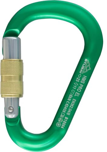 STUBAI HMS Karabiner GRÜN | Schraubkarabiner 97×65 mm mit Easylock Keylock-Verschluss | EN 12275/EN 362/UIAA 121 Zertifiziert, 21/7/8 kN, Schnapperöffnung 20 mm, 60 g, für Klettern & Bergsteigen