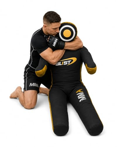 Tétine de Lutte pour la Lutte, Le Judo, la Boxe, Le Lancer de BJJ, la Position Debout, Toile (Non remplie) (Noir/Jaune, 119,4 cm) pour Enfants