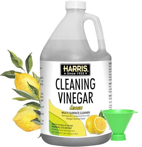 HARRIS Cleaning Vinegar All Purpose Household Multi-Surface Cleaner, 128oz (Lemon) with Easy Pour Funnel Included