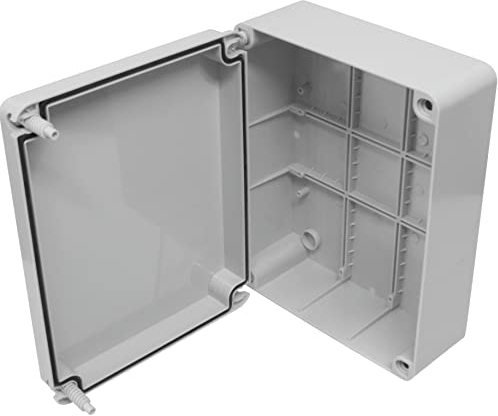 240mm Junction Box Waterproof to IP56 Plastic Adaptable Enclosure - Indoor/Outdoor - Electric Connection Box - Panel - Hinged Lid for Easy Access, Suits MCBs RCDs Timers Contactors etc
