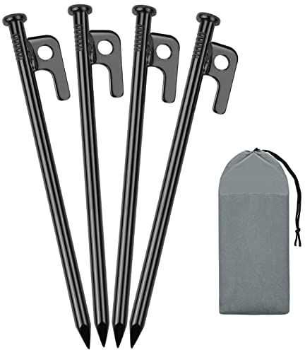 Naapesi 4 Stücke Zelt Heringe Stahl Erdnägel, 7.9 inch Erdnagel Zeltnagel, Zelt-Heringe aus Stahl, Heringe, Zeltnagel, Erdnägel, Camping Zeltheringe für Camping und Outdoor Wandern