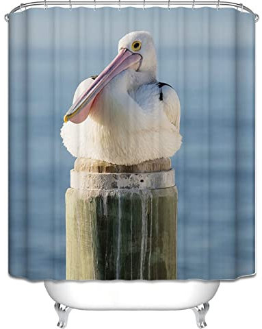 Cortinas De Baño Francia Cortina De Bañera Pequeña Avestruz Cortina De Baños Cortina Ducha Paraguas Polyester Ojales De Acero Inoxidable Y 12 Ganchos, 90X180Cm