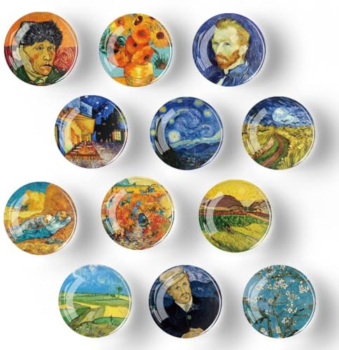 GEFIRE Imanes Nevera Divertidos 12 Piezas Imanes Pizarra Magnetica Adecuadas para Pizarras 3CM Imanes Personalizados Nevera Imanes Potentes Refrigeradores Fotos (Pintura Al Óleo)