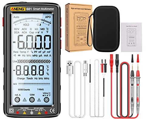 681 6000 antal digital multimeter smart anti-bränning uppladdningsbar universalmätare NCV-tester 5 tum stor LCD med bakgrundsbelyst ficklampa för spänning, ström, motstånd,