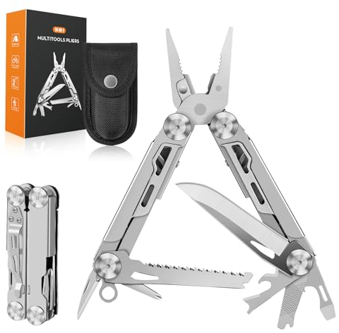Rolgno Alicates Multiusos, Multiherramienta Plegables Inoxidable 14 en 1, Navaja Multiusos con Cortador de Alambre, Cuchillo, Sierra, Destornilladores, Abrebotellas, EDC para Camping, Regalo Hombre