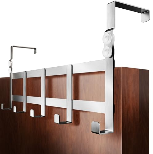 4smile Appendiabiti da porta 4,1 cm + 4,6 cm Argento - attaccapanni da porta, acciaio inox, ganci appendiabiti da porta, appendi abiti per porte, appendini da porta