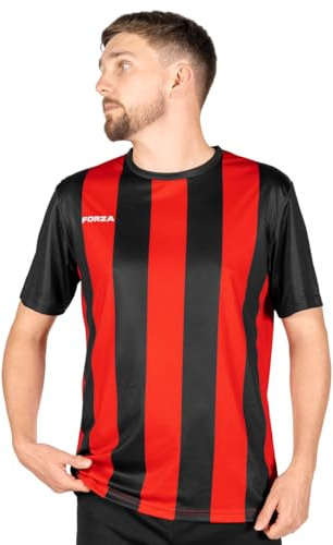 FORZA Men’s Striped Jersey Shirt [XS-XXL] – Premium Short Sleeve Football T-Shirts | 5 Stripe Colour Options