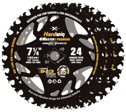 7 1/4 Inch Framing Circular Saw Blade-3Pack, 24T ATB Carbide Teeth, Lightweight for Cordless Saws. Super Thin Kerf for Cutting Wood, Plywood, MDF, OSB, Hardwood, Softwood & More.